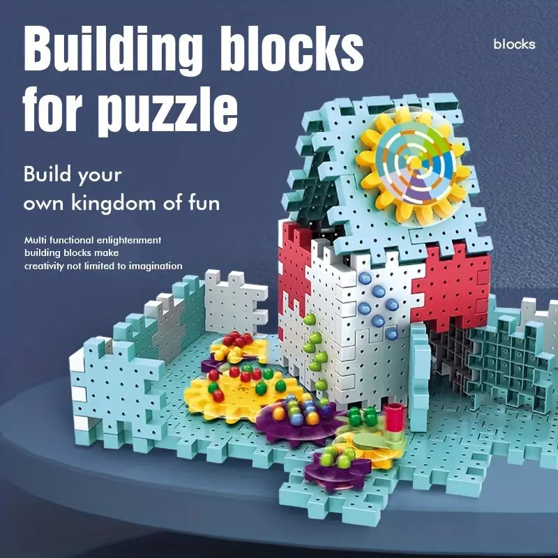 Rotating Building Blocks with Gears for STEM Learning